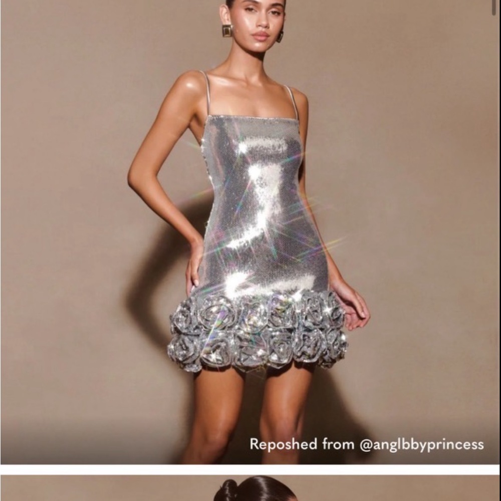 Silver Sequin Mini Dress